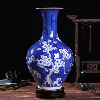 Hand-painted blue and white porcelain plum blossom vase - tangvase