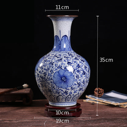 Hand painted blue and white porcelain vase - tangvase