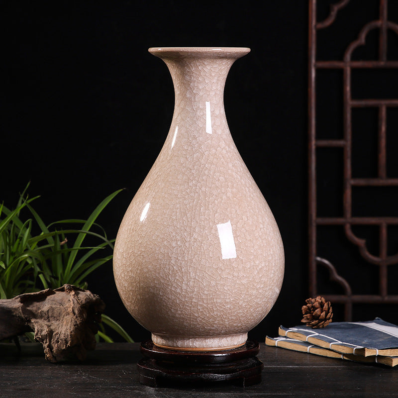 Cracked glaze jade borneol ceramic jade huchun vase - tangvase