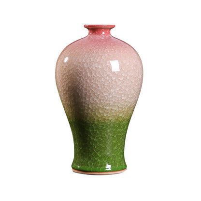 Cracked glaze porcelain jade piece tri-color plum blossom vase - tangvase