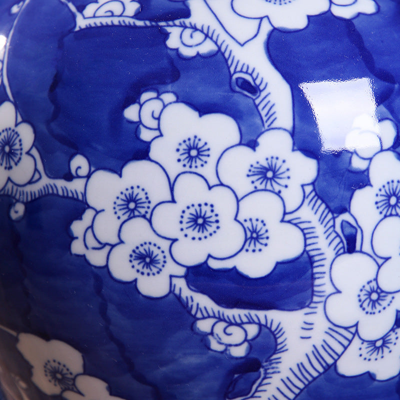 Hand-painted blue and white porcelain plum blossom vase - tangvase