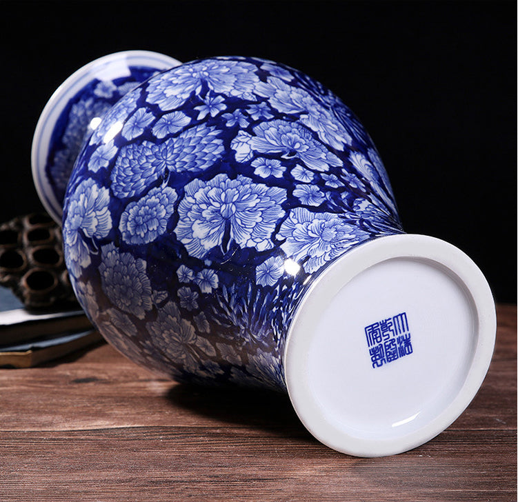 Hand-painted blue and white porcelain plum blossom vase - tangvase