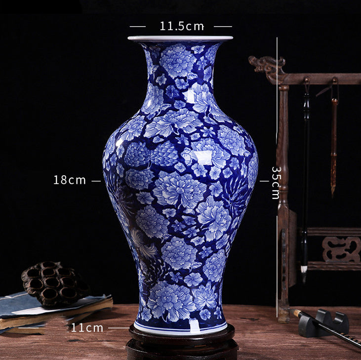 Hand-painted blue and white porcelain plum blossom vase - tangvase