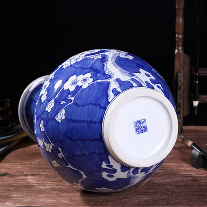 Hand-painted blue and white porcelain plum blossom vase - tangvase