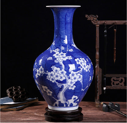 Hand-painted blue and white porcelain plum blossom vase - tangvase