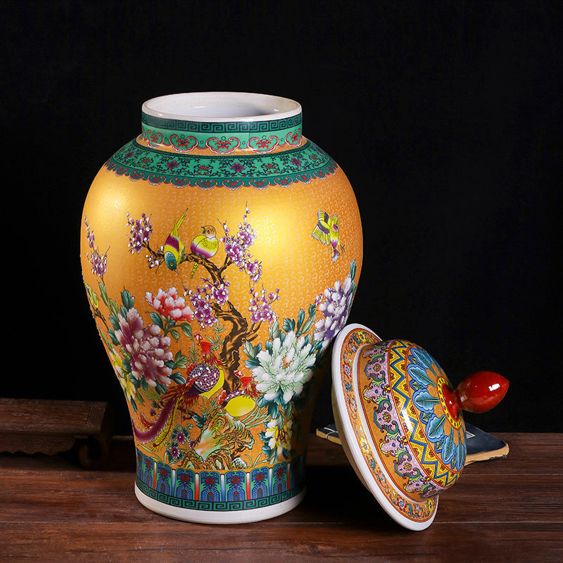 Jingdezhen porcelain large ceramic famille rose general jar - tangvase