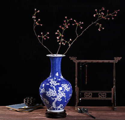 Hand-painted blue and white porcelain plum blossom vase - tangvase