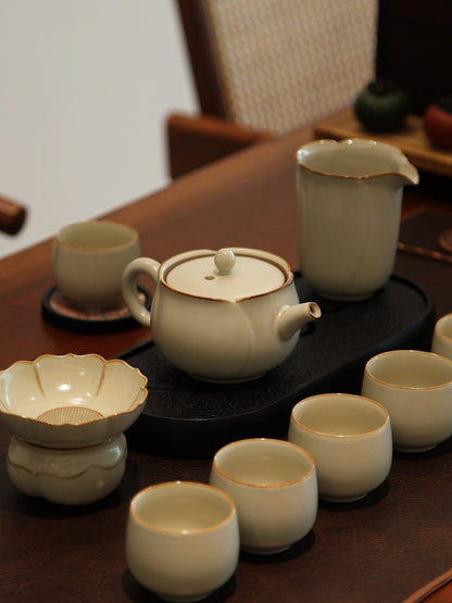 Huang Ru kiln tea set 9 pieces