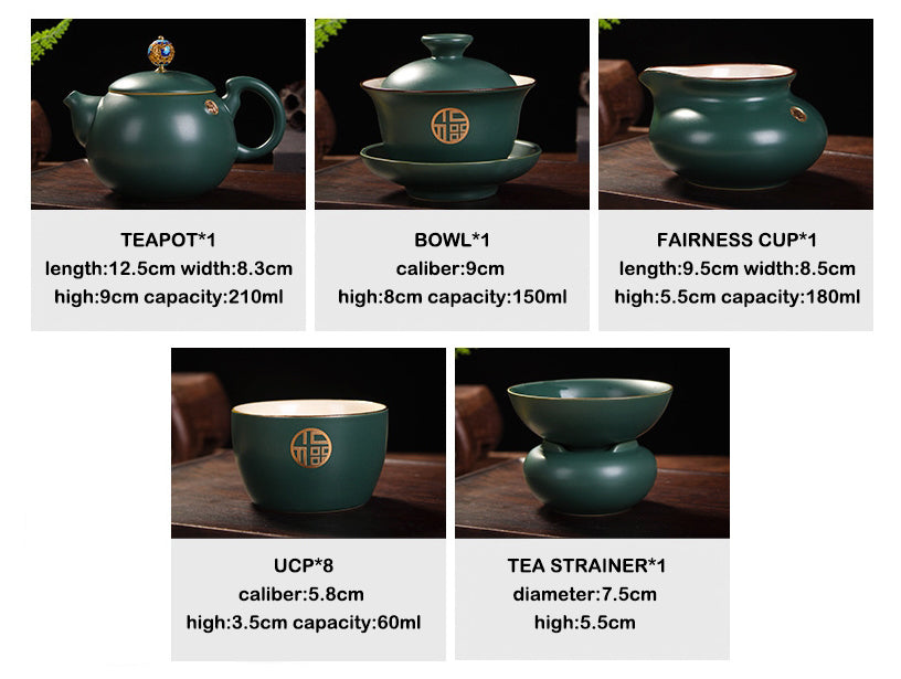 Peacock Green Ceramic Tea Set - tangvase