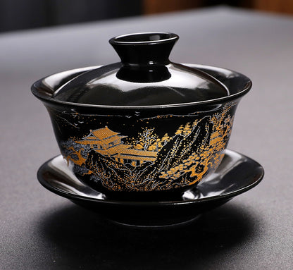 Black Gold Ceramic Tea Set - tangvase