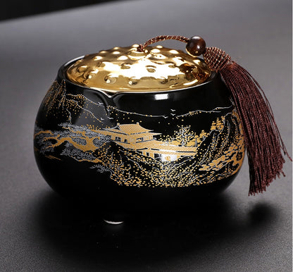 Black Gold Ceramic Tea Set - tangvase