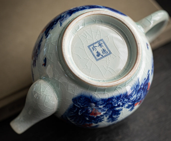 Blue and white porcelain underglaze red Ruyi pot - tangvase