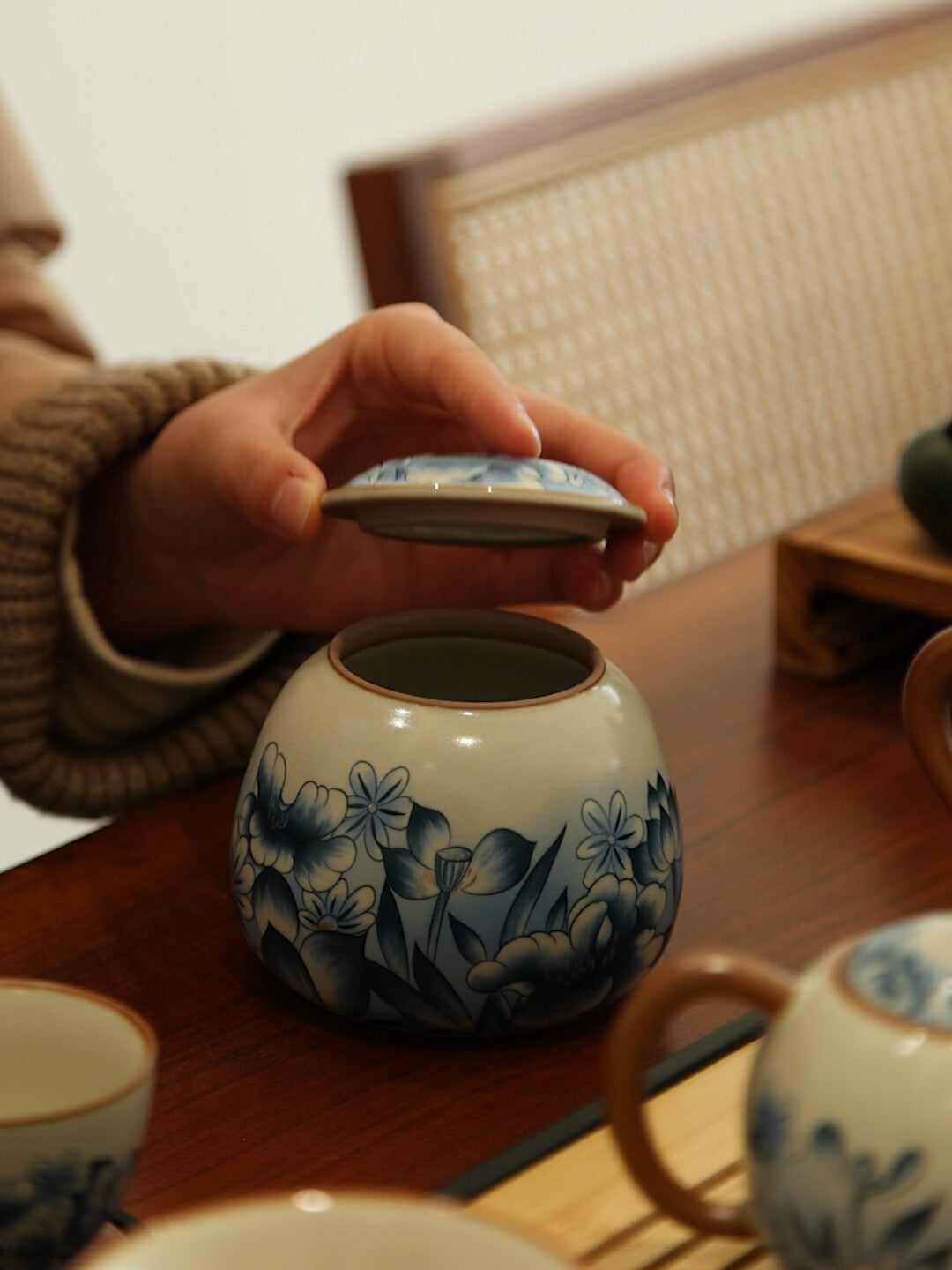 Blue and White Yellow Ru Kung Fu Tea Set