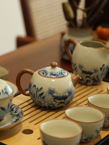 Blue and White Yellow Ru Kung Fu Tea Set