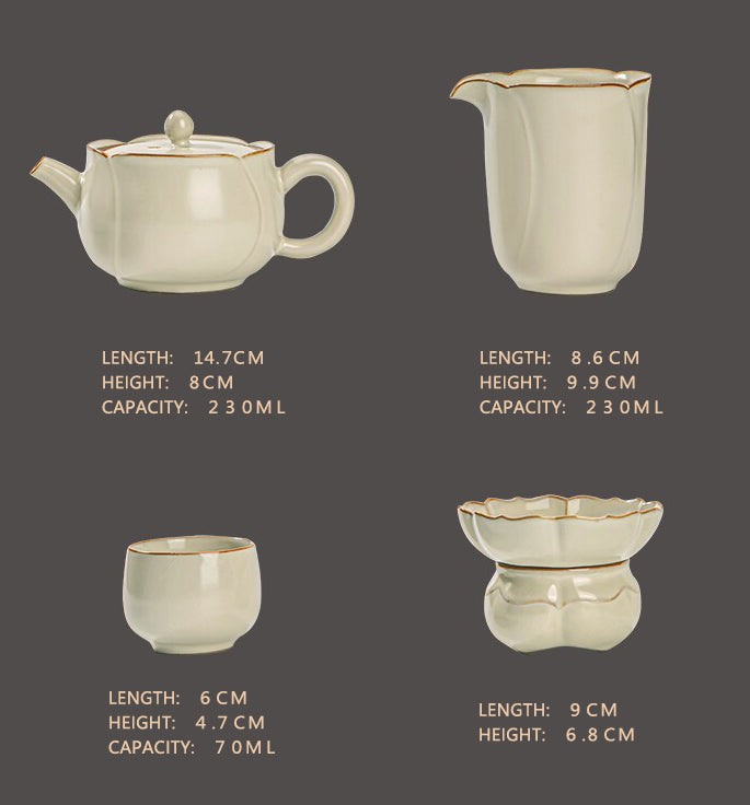 Huang Ru kiln tea set 9 pieces