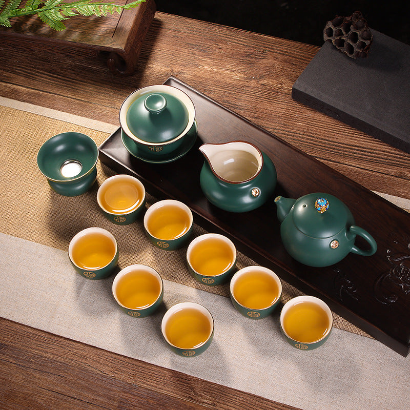 Peacock Green Ceramic Tea Set - tangvase