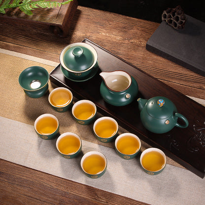 Peacock Green Ceramic Tea Set - tangvase