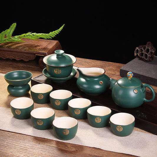 Peacock Green Ceramic Tea Set - tangvase