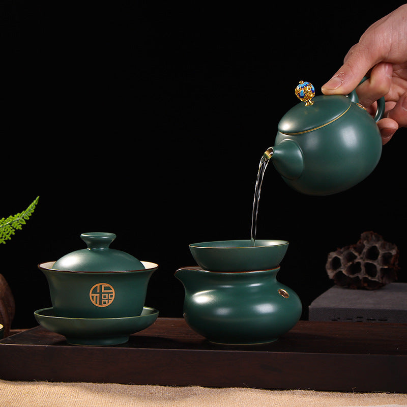 Peacock Green Ceramic Tea Set - tangvase