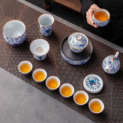 Blue and white porcelain Kung Fu tea set - tangvase