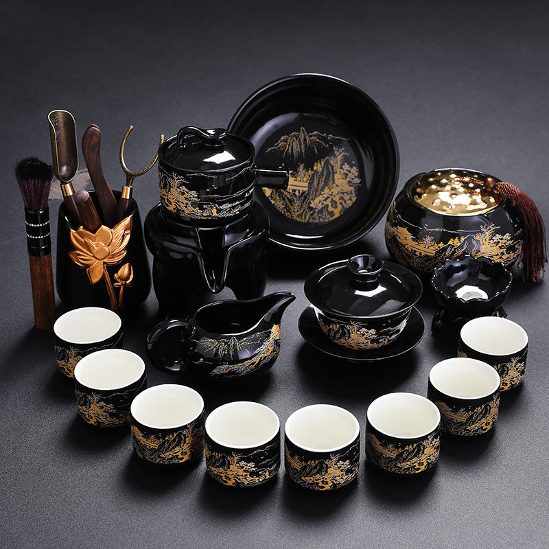 Black Gold Ceramic Tea Set - tangvase