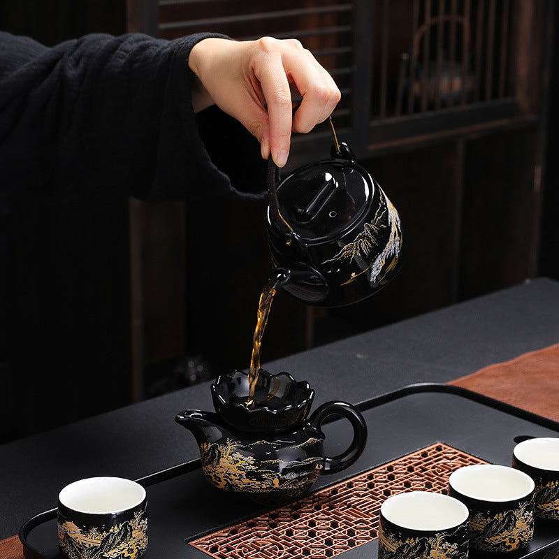 Black Gold Ceramic Tea Set - tangvase