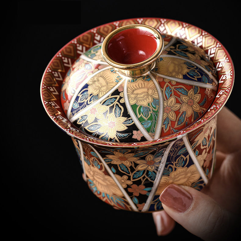 Enamel Qingshan Ono Sancai covered bowl - tangvase