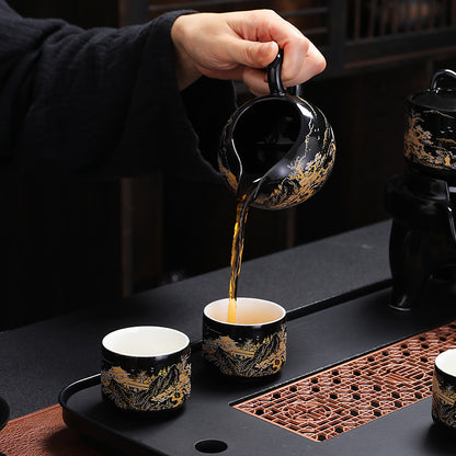 Black Gold Ceramic Tea Set - tangvase