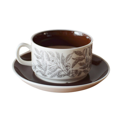 Brown Hibiscus Ceramic Coffee Cup - tangvase