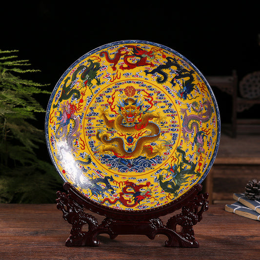 Jingdezhen Famille Rose Porcelain Plate Ornament - tangvase