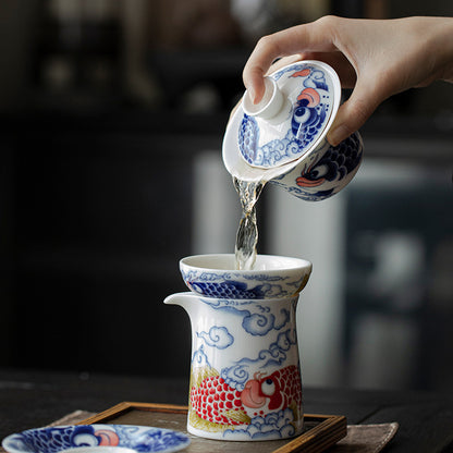 Dragon Fish Kung Fu Tea Porcelain Tea Set - tangvase