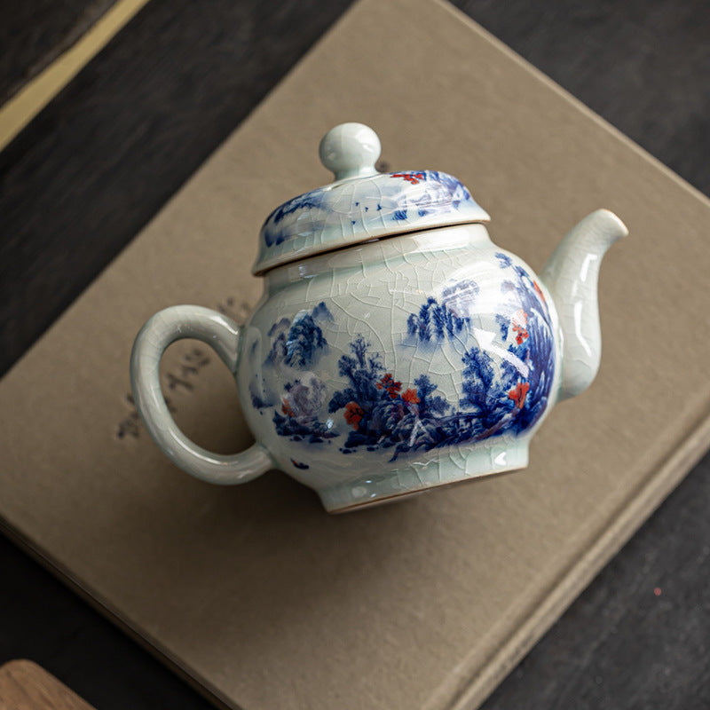 Blue and white porcelain underglaze red Ruyi pot - tangvase