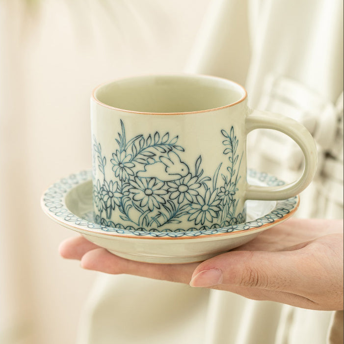 Ruyao Sunflower Cute Rabbit Coffee Cup - tangvase