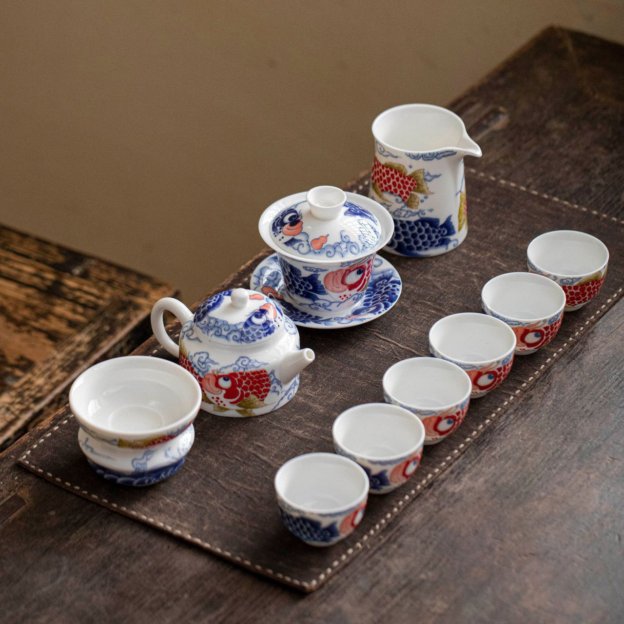 Dragon Fish Kung Fu Tea Porcelain Tea Set - tangvase