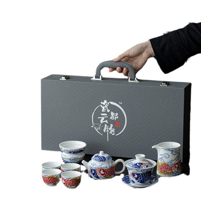 Dragon Fish Kung Fu Tea Porcelain Tea Set - tangvase