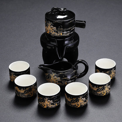 Black Gold Ceramic Tea Set - tangvase