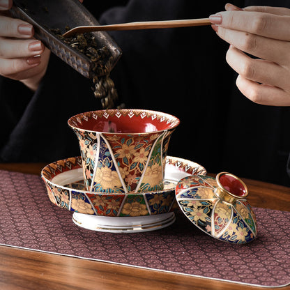 Enamel Qingshan Ono Sancai covered bowl - tangvase