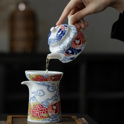 Dragon Fish Kung Fu Tea Porcelain Tea Set - tangvase