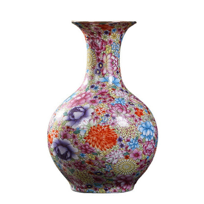 Ceramic enamel flower gilt vase - tangvase