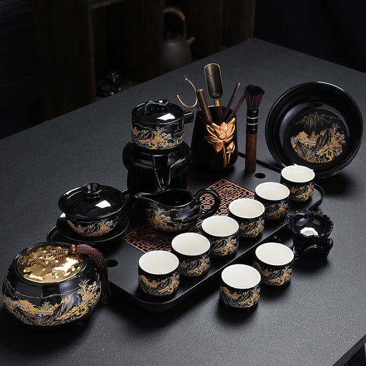 Black Gold Ceramic Tea Set - tangvase