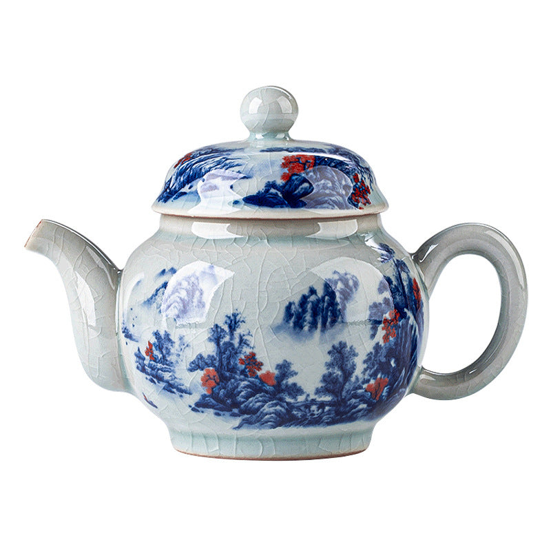 Blue and white porcelain underglaze red Ruyi pot - tangvase