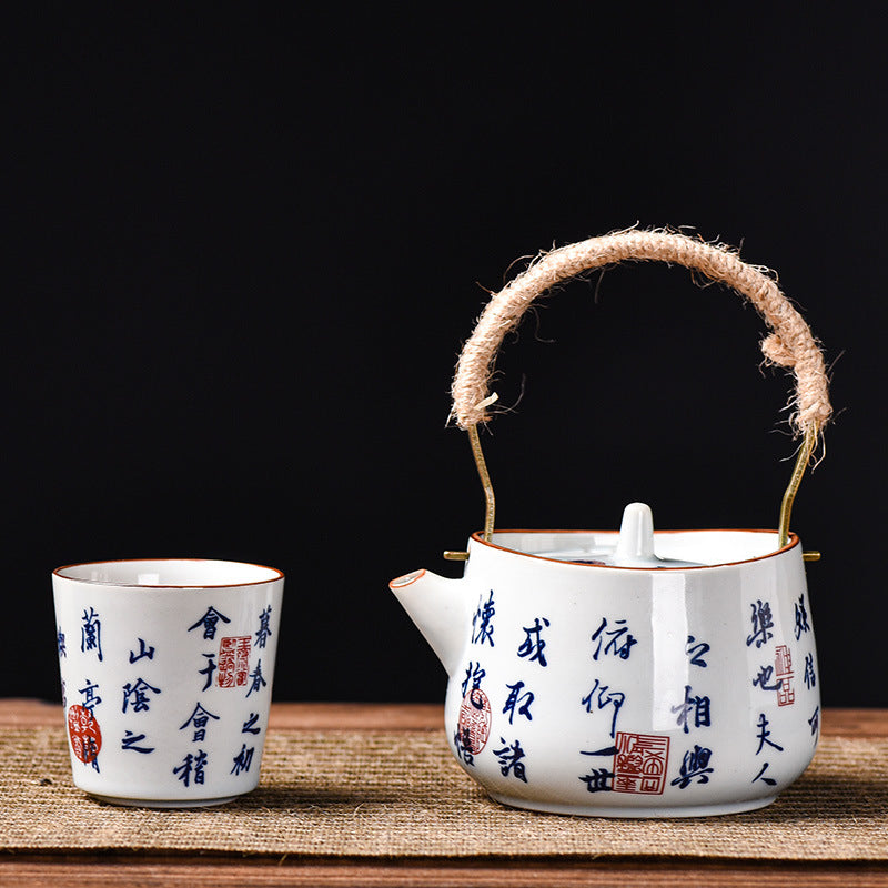 Teapot with handle and inscription on Lanting - tangvase