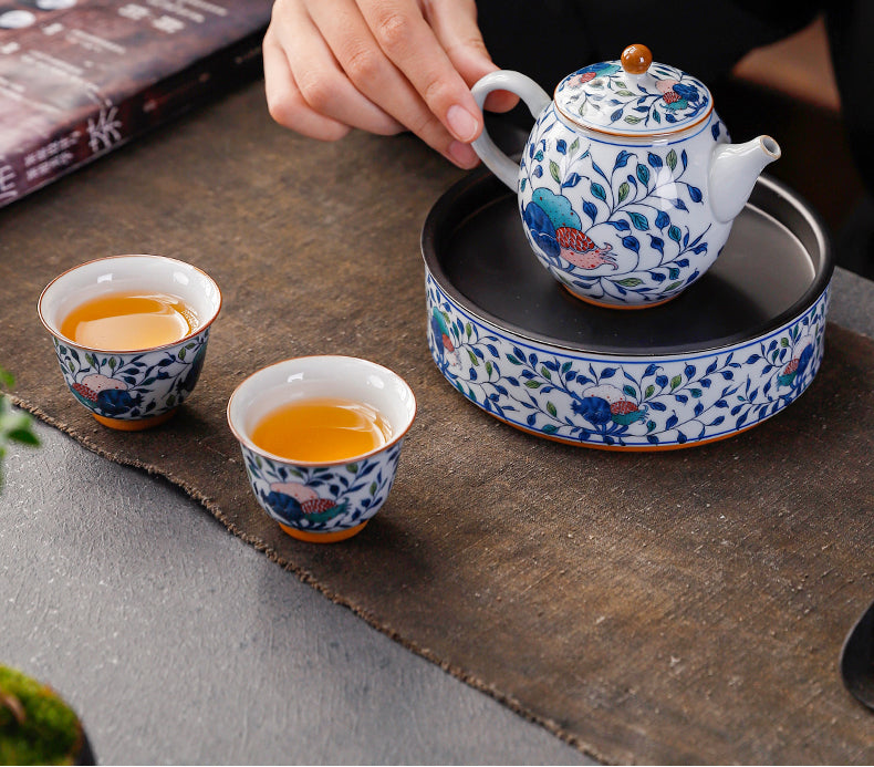 Blue and white porcelain Kung Fu tea set - tangvase