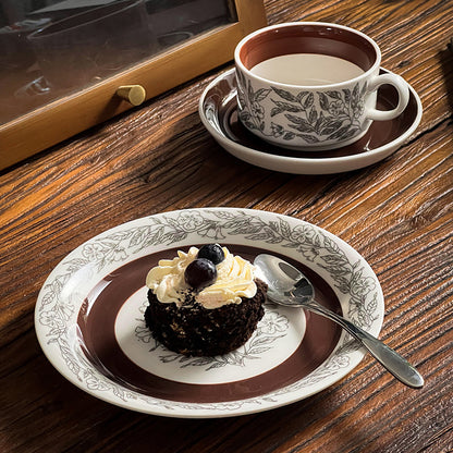 Brown Hibiscus Ceramic Coffee Cup - tangvase