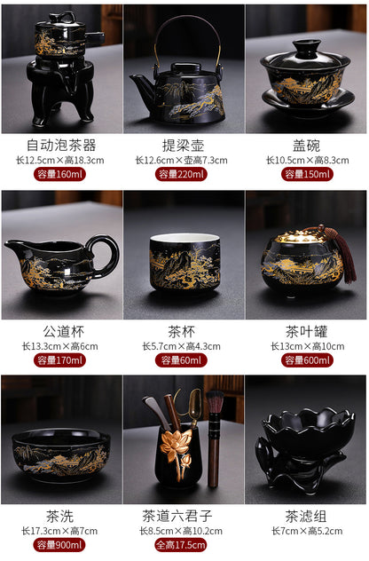 Black Gold Ceramic Tea Set - tangvase